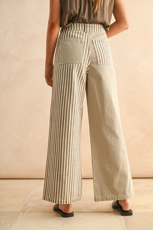 STRIPE WIDE LEG PANTS