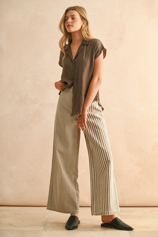 STRIPE WIDE LEG PANTS