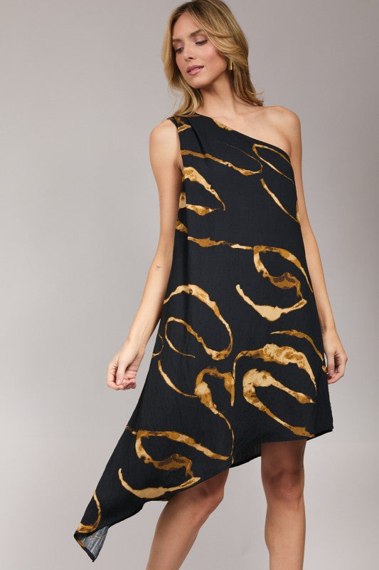 MIO ASYMMETRICAL MIDI DRESS