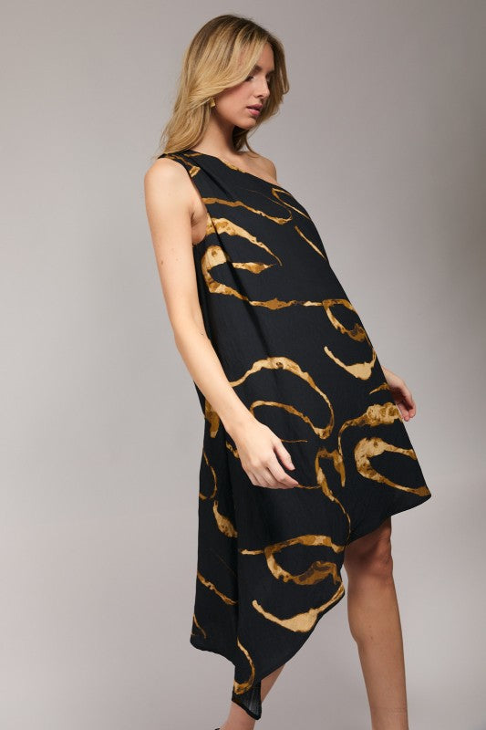 MIO ASYMMETRICAL MIDI DRESS