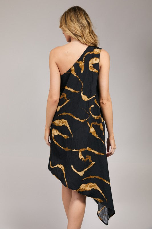 MIO ASYMMETRICAL MIDI DRESS