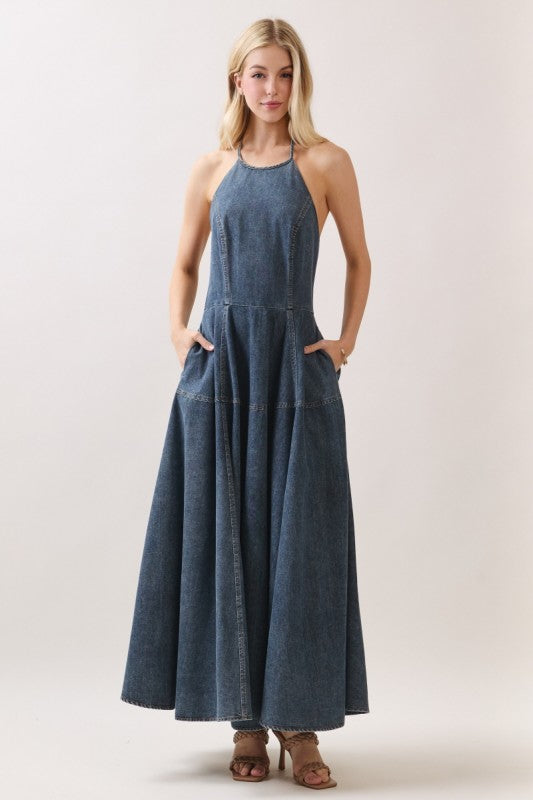 CARY DENIM MAXI DRESS