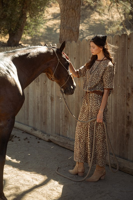 LEOPARD WIDE LEG PANT SET