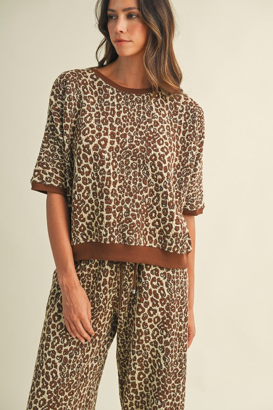 LEOPARD WIDE LEG PANT SET