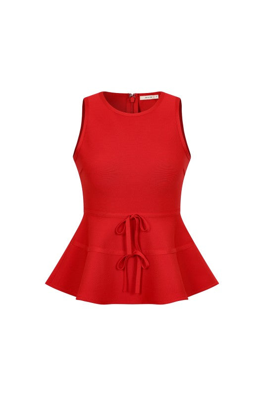 SCARLET PEPLUM TOP