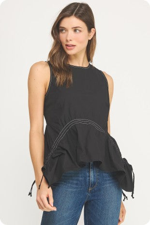 POPLIN STITCH PEPLUM TOP