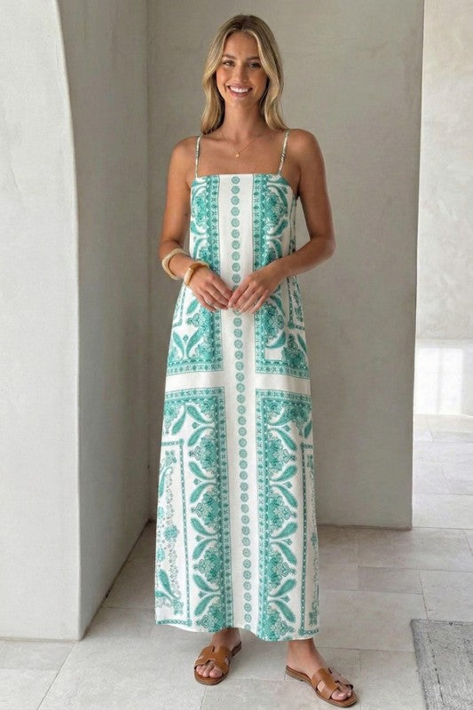 PAISLEY STRAPS MAXI DRESS