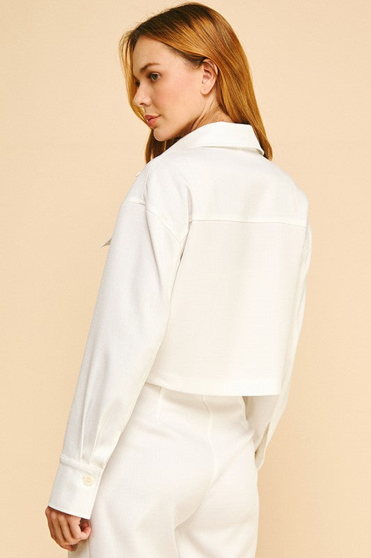 TWEED CROP SHACKET TOP