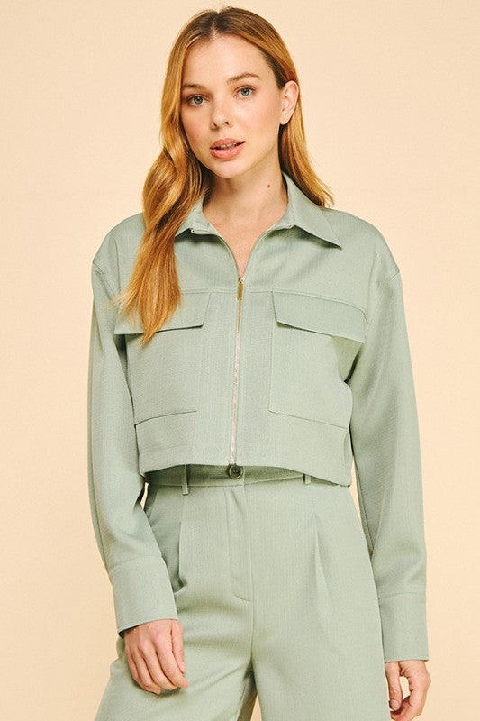 TWEED CROP SHACKET TOP