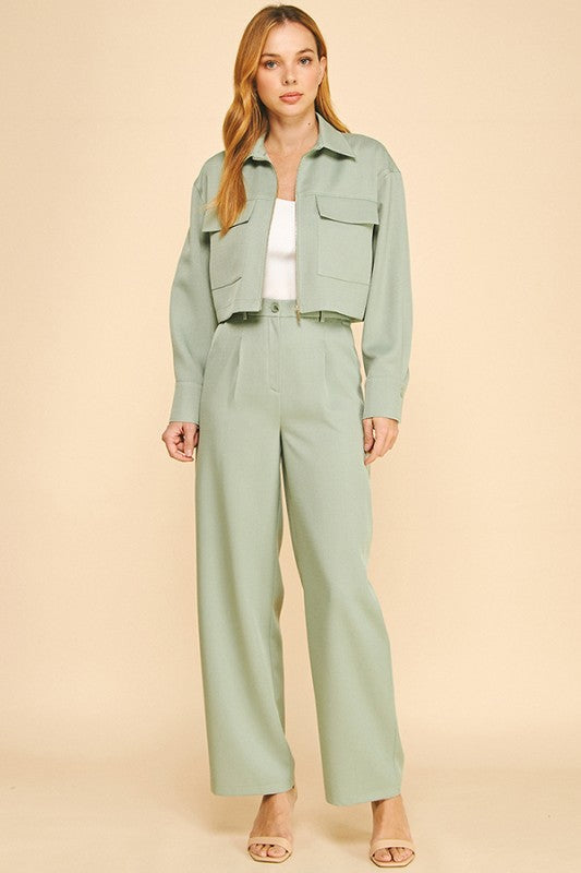 TWEED CROP SHACKET TOP