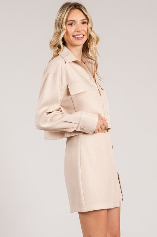 TWEED CROP SHACKET TOP