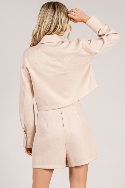 TWEED CROP SHACKET TOP