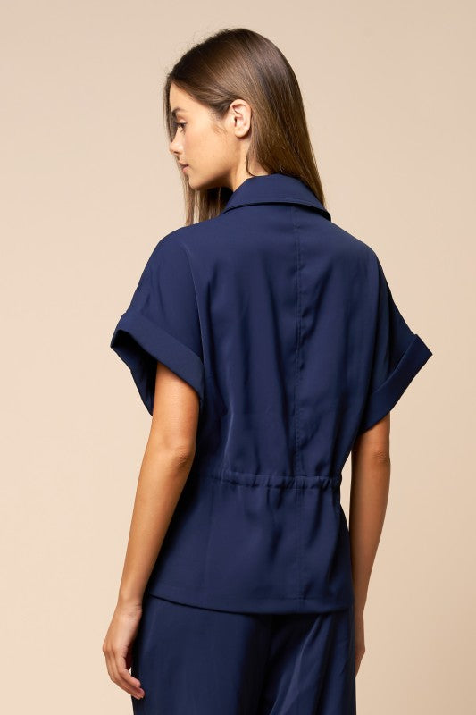 DRAWSTRING ZIPPER TOP