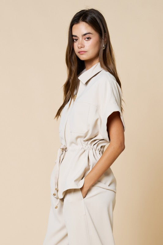 DRAWSTRING ZIPPER TOP