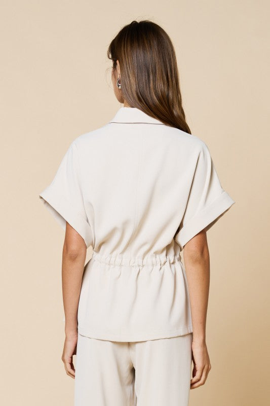 DRAWSTRING ZIPPER TOP