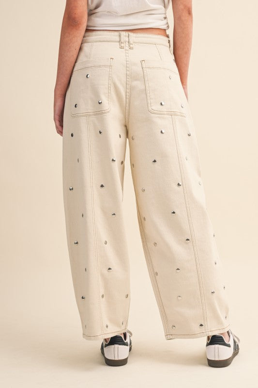 STUDDED BARREL JEAN