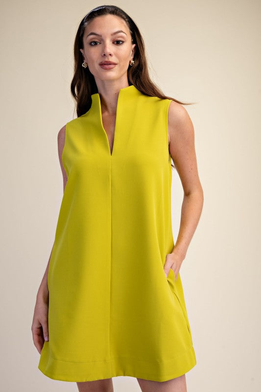 ELISA SLIT COLLAR MINI DRESS
