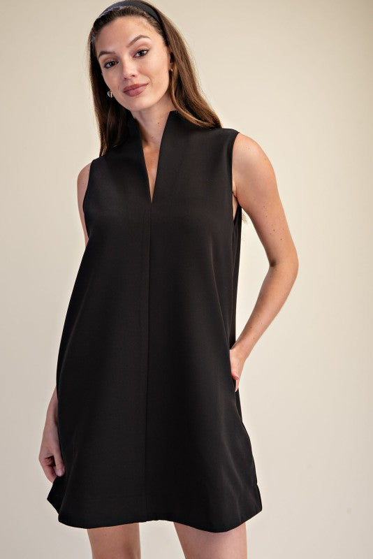 ELISA SLIT COLLAR MINI DRESS