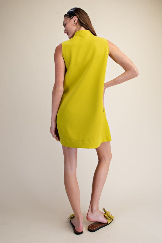 ELISA SLIT COLLAR MINI DRESS