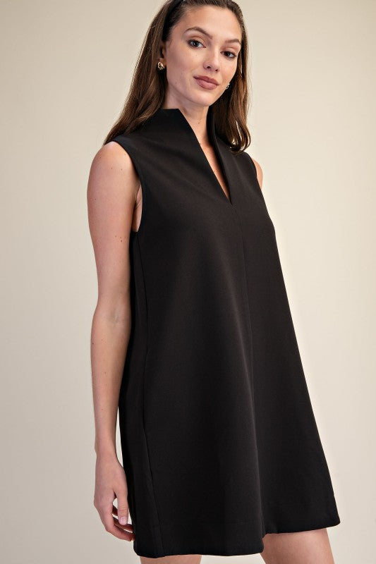 ELISA SLIT COLLAR MINI DRESS