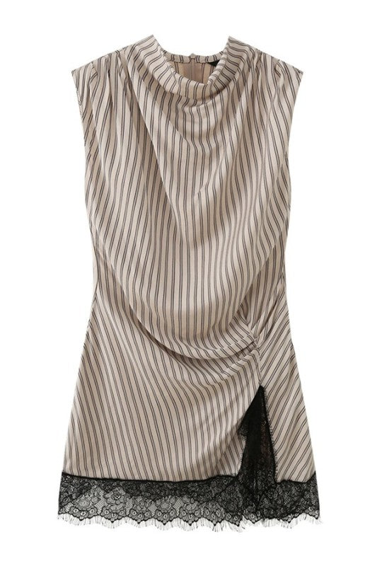 STRIPED LACE MINU DRESS