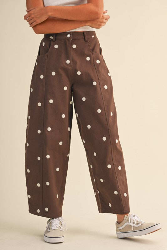 POLKA STRETCH BARREL PANTS