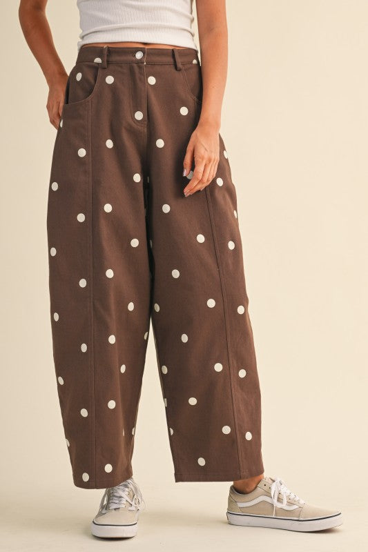 POLKA STRETCH BARREL PANTS