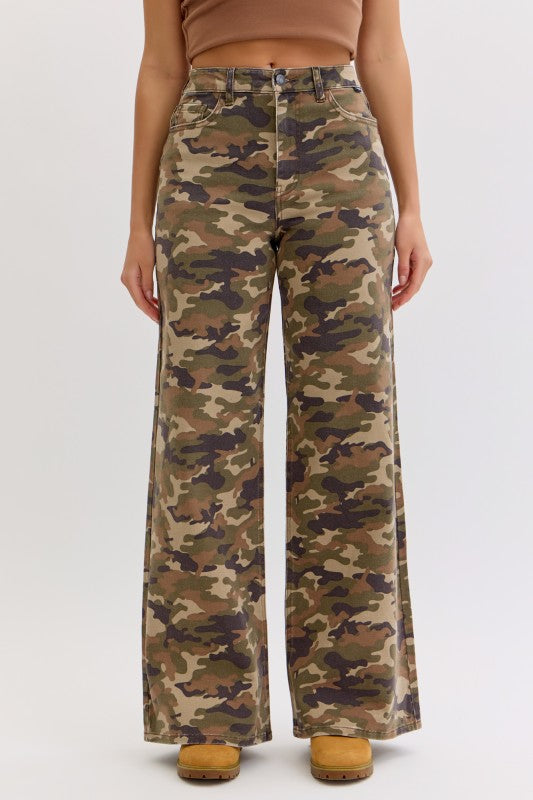 CAMO WIDE LEG JEANS