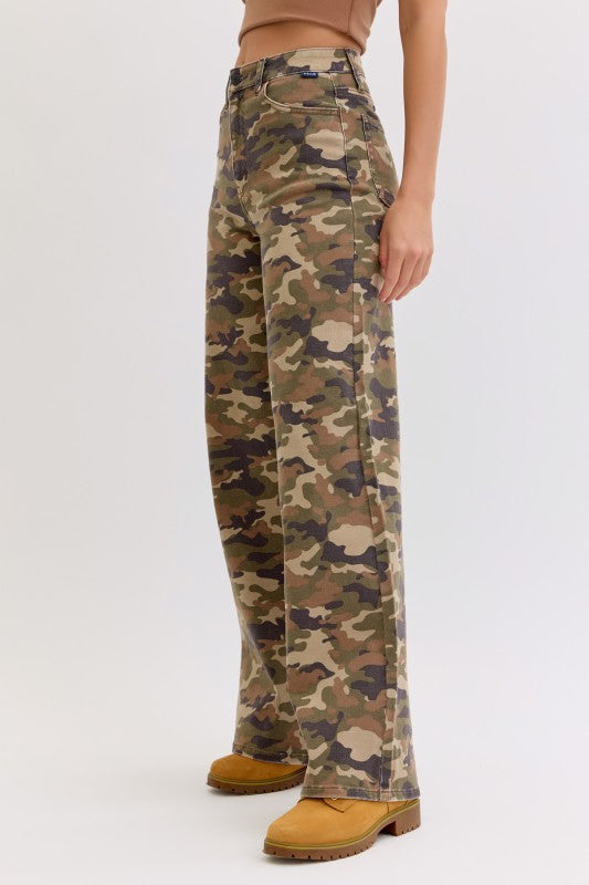 CAMO WIDE LEG JEANS