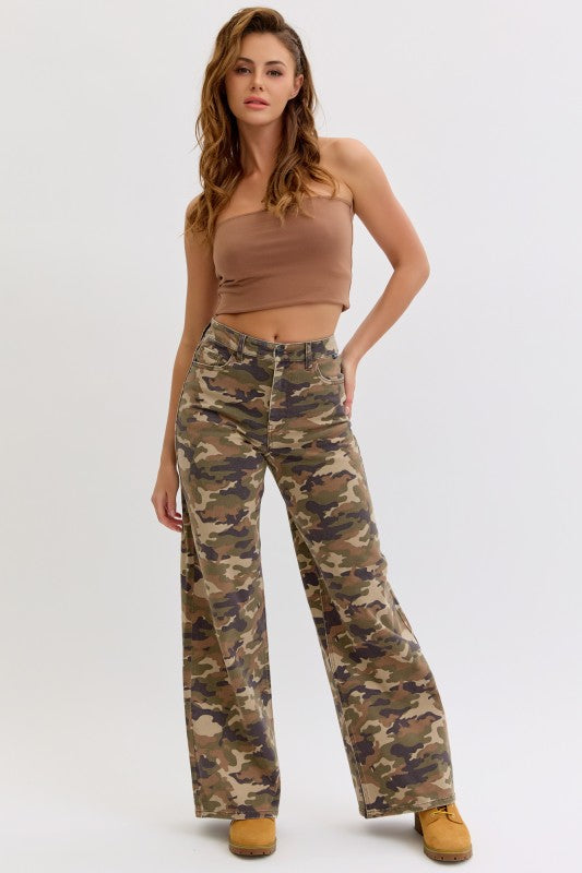 CAMO WIDE LEG JEANS