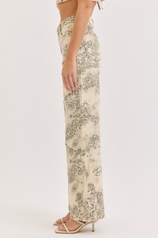 LEOPARD WIDE LEG JEANS
