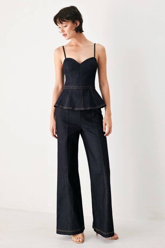 SOLID DENIM JUMPSUIT