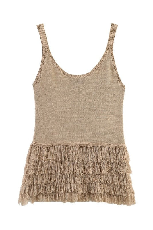 KNIT FRINGED TOP