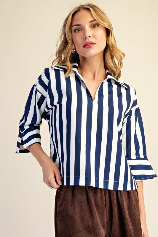 NAVY STRIPE TOP
