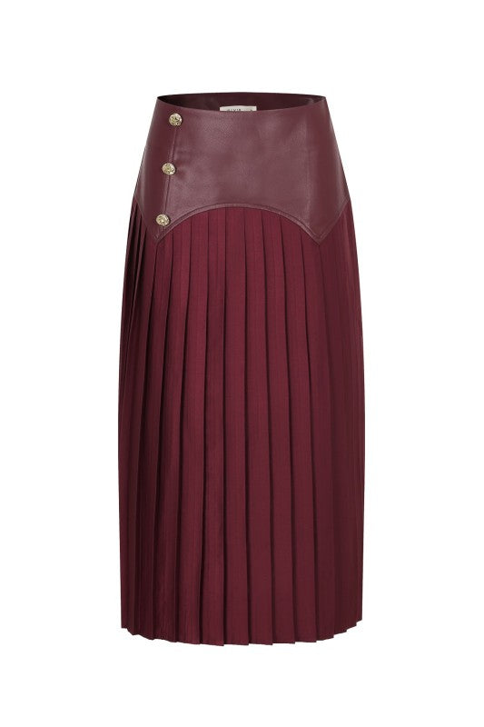 FAUX LEATHER PLEATED SKIRT