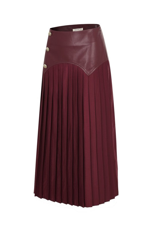 FAUX LEATHER PLEATED SKIRT