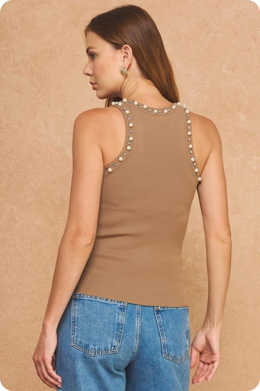 EMBELLISHED KNIT TANK TOP
