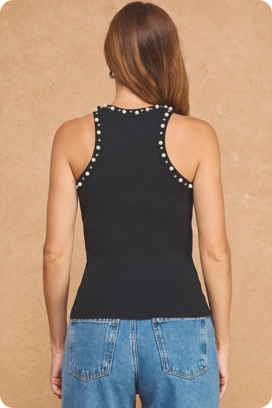 EMBELLISHED KNIT TANK TOP