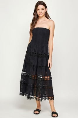 EYELET MIDI DRESS